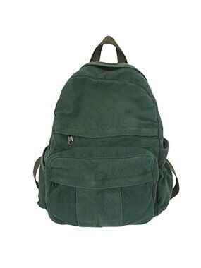 Green Canvas Backpack Women Vintage School Travel Laptop Rucksack Large